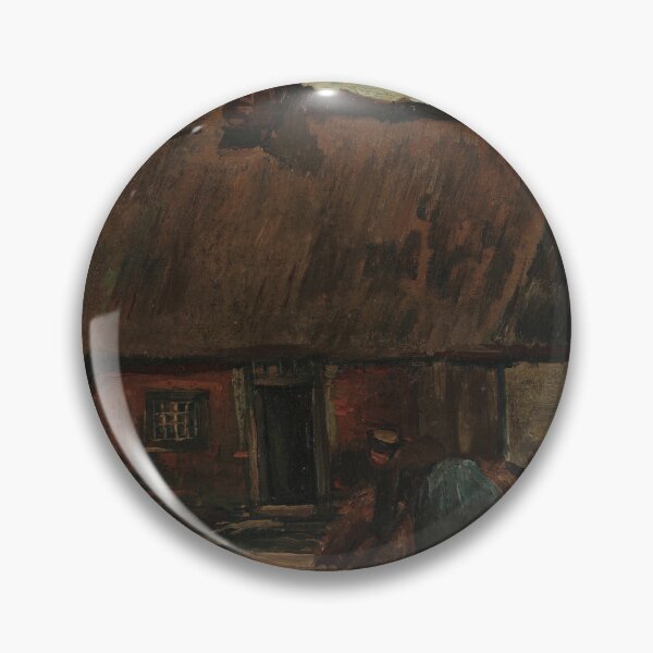 Item preview, Cottage With Peasant Woman Digging by Vincent van Gogh: Rustic Farmhouse Poster designed and sold by artofuniverse.