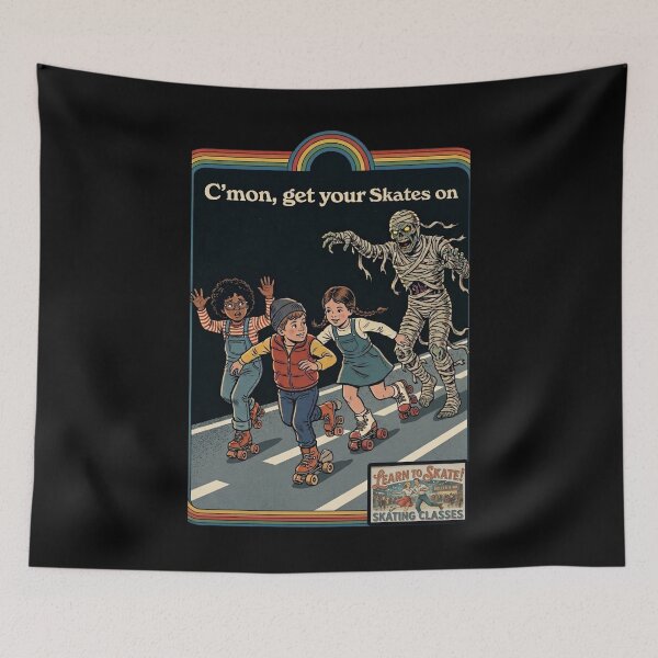 Item preview, Learn to Skate… or Else! Funny Mummy Chase Retro Roller Skating designed and sold by SidTastic .