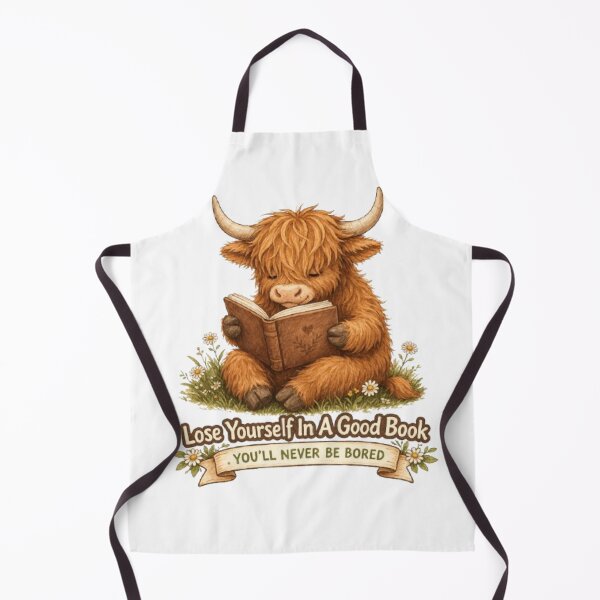 Item preview, Cute Highland Cow Reading Design – “Lose Yourself In A Good Book” Cozy Book Lover Aesthetic, Cottagecore Animal Art designed and sold by SilenceInNature.