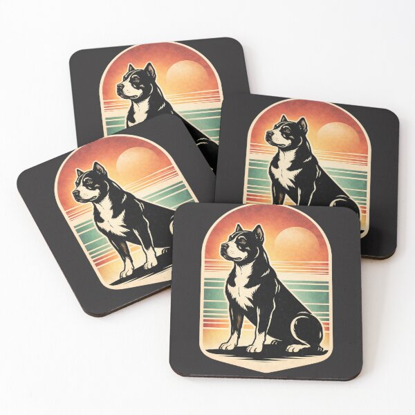Item preview, Retro Pitbull Sunset Linocut Style Dog Illustration Vintage Strong Pitbull Art designed and sold by ZEBBEDE - Minimal Streetwear .
