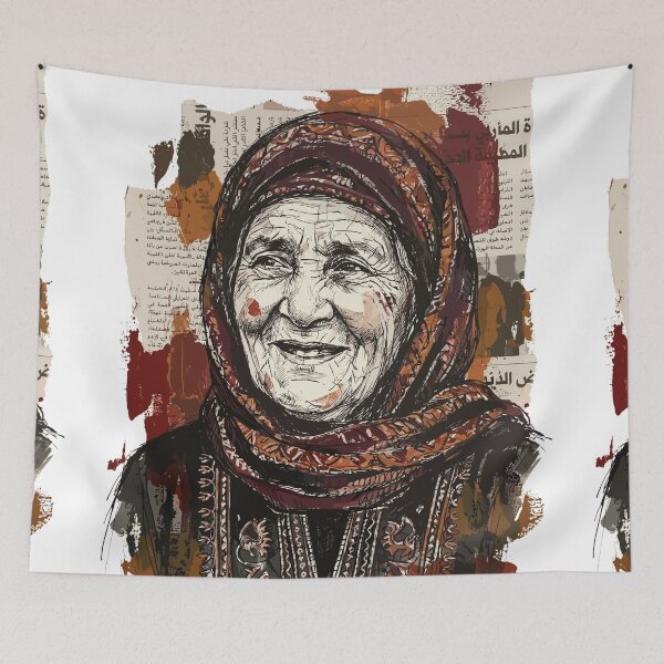 Item preview, Artistic Portrait of a Smiling Elderly Bedouin Woman designed and sold by TaruHonu.