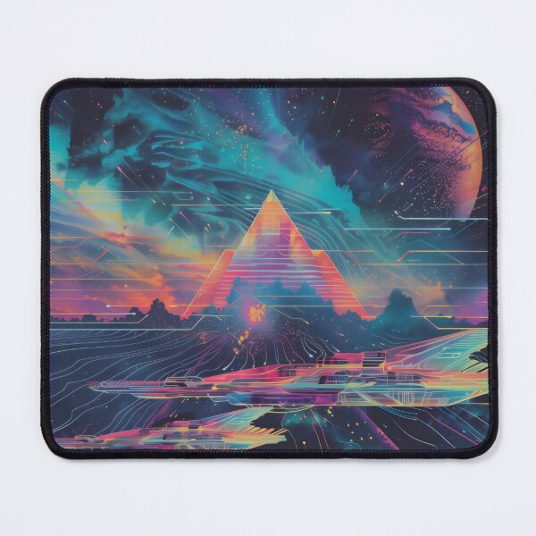 Item preview, Retro Synthwave Space Pyramid Alien Landscape designed and sold by LuminousFoundry.