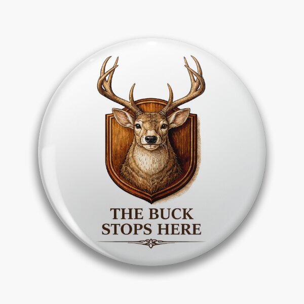 Item preview, The Buck Stops Here – Vintage Taxidermy Deer Pun Illustration designed and sold by Grand Illusions.