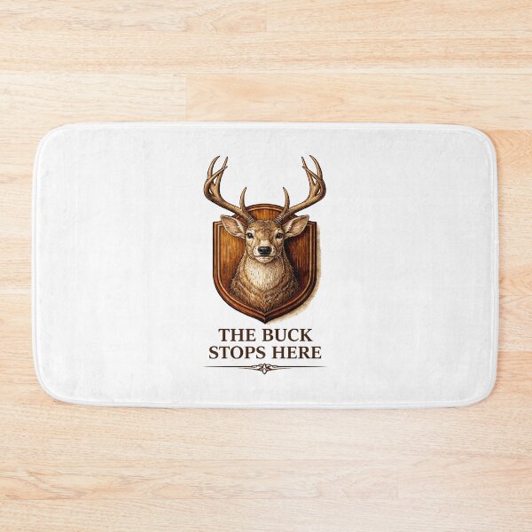 Item preview, The Buck Stops Here – Vintage Taxidermy Deer Pun Illustration designed and sold by Grand Illusions.