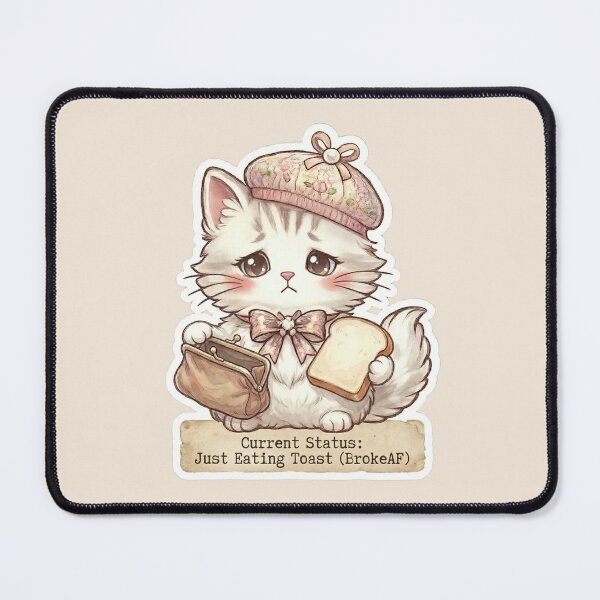 Item preview, Sad Cute Cat with Bread Aesthetic Illustration designed and sold by Serene Whiskers.