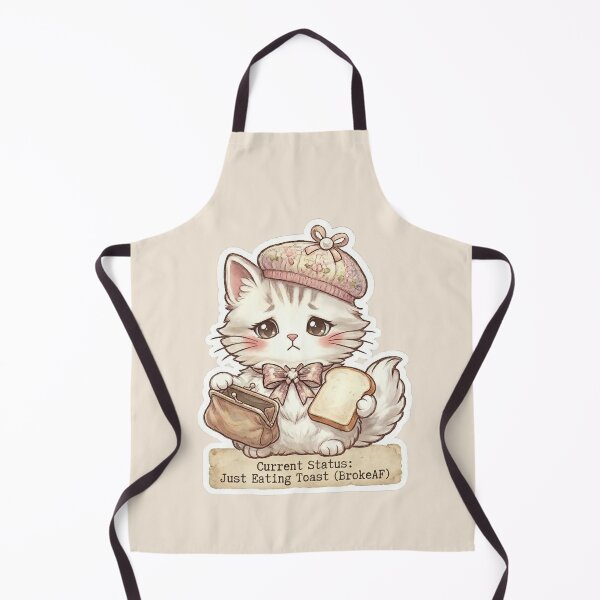 Item preview, Sad Cute Cat with Bread Aesthetic Illustration designed and sold by Serene Whiskers.