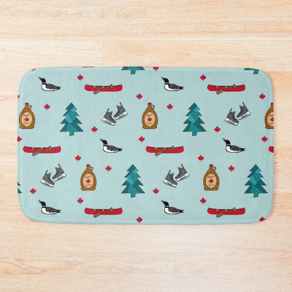 Item preview, Canadiana Pattern — Hand-Drawn Canadian Icons with Loon, Maple Leaf & Hockey Skates designed and sold by nomadraconteur.