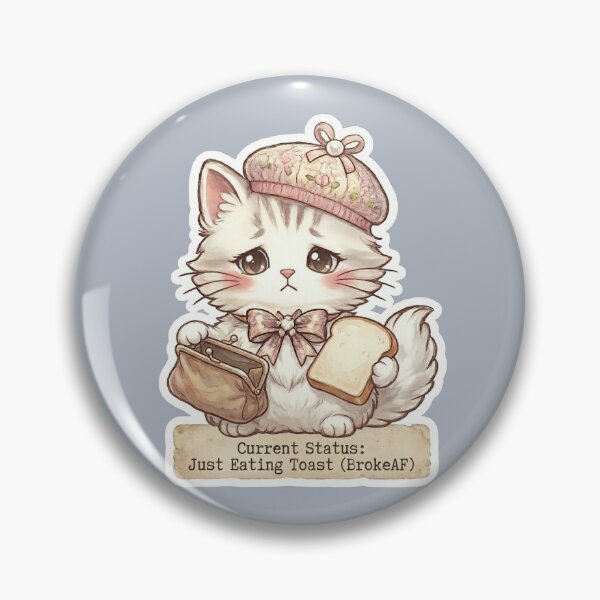 Item preview,  Sad Cute Cat with Bread Aesthetic Illustration designed and sold by Serene Whiskers.