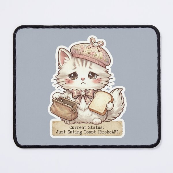 Item preview, Sad Cute Cat with Bread Aesthetic Illustration designed and sold by Serene Whiskers.