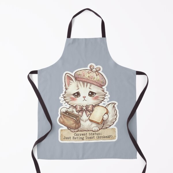 Item preview, Sad Cute Cat with Bread Aesthetic Illustration designed and sold by Serene Whiskers.