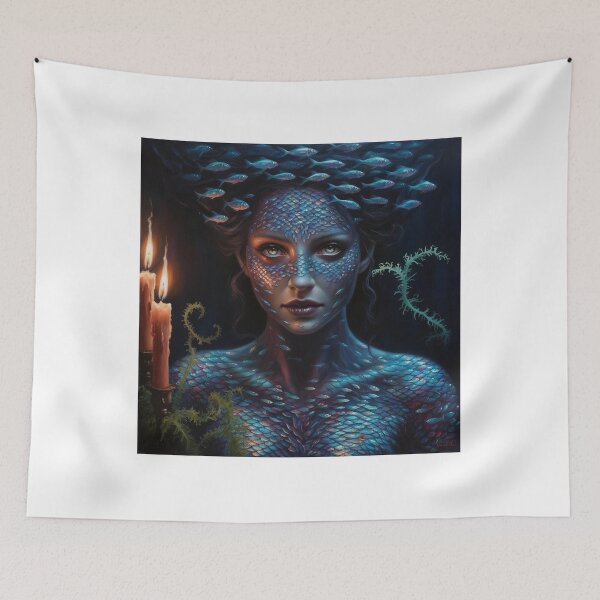 Item preview, Fish Form Mermaid Dark Ocean Fantasy Portrait designed and sold by Mirgonhood.