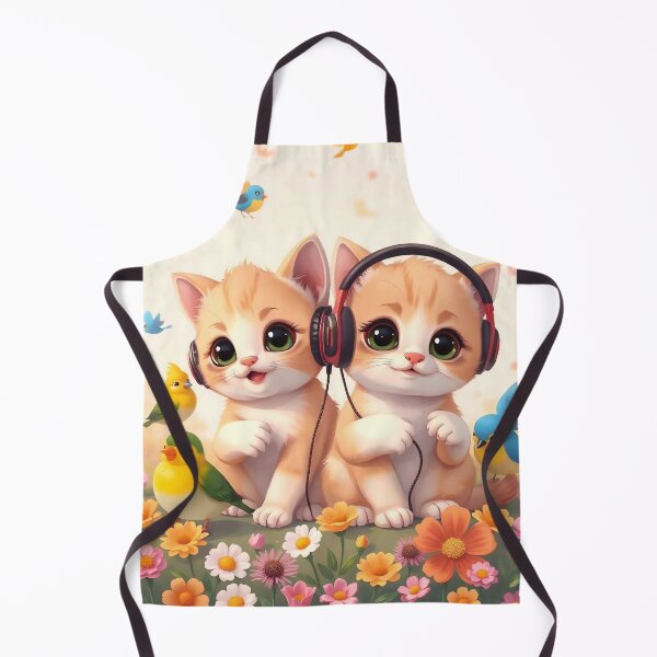 Item preview, Musical Kittens: Cute Cats with Headphones and Spring Birds designed and sold by Serene Strokes Art.