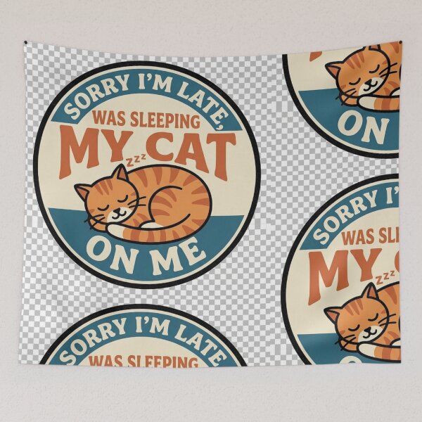 Item preview, Funny Cat Rule - Sorry I'm Late My Cat Was Sleeping On Me designed and sold by Israelfjds.