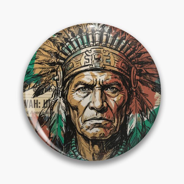 Item preview, Portrait of an Indigenous Chief with a Feathered Headdress (Collage) designed and sold by Honu2025.