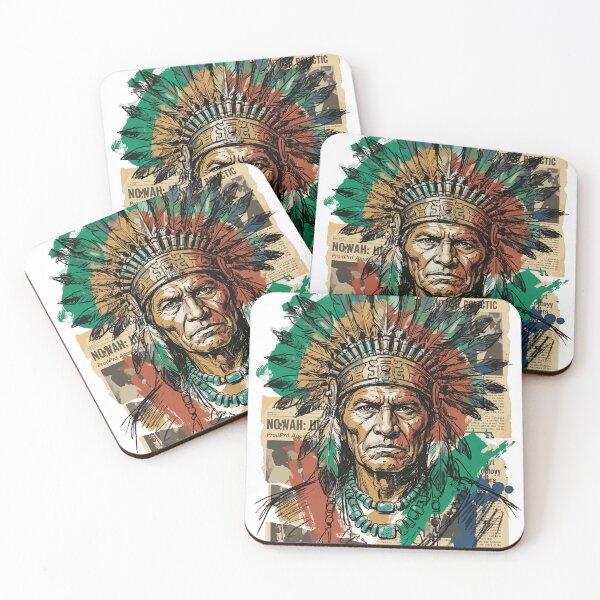 Item preview, Portrait of an Indigenous Chief with a Feathered Headdress (Collage) designed and sold by Honu2025.