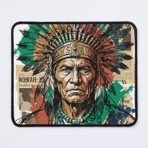 Item preview, Portrait of an Indigenous Chief with a Feathered Headdress (Collage) designed and sold by Honu2025.