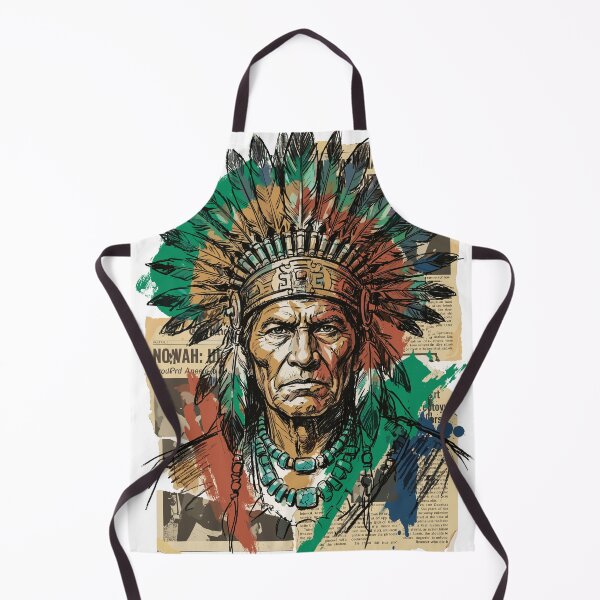 Item preview, Portrait of an Indigenous Chief with a Feathered Headdress (Collage) designed and sold by Honu2025.