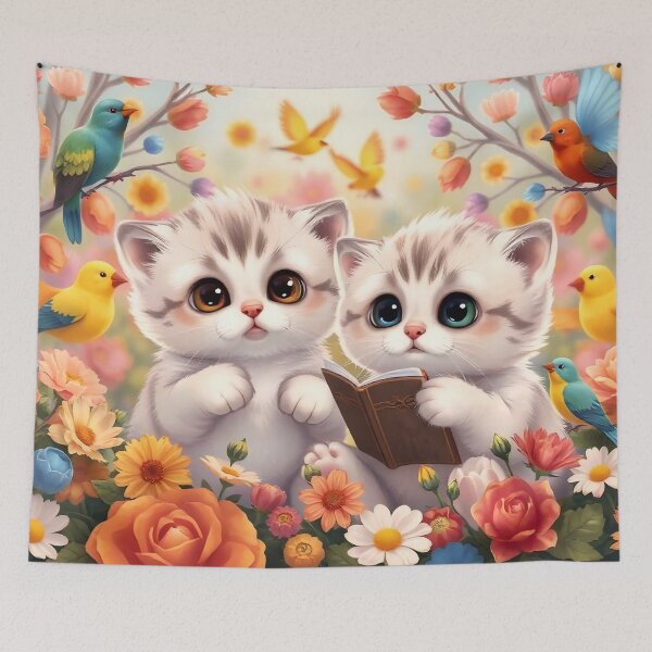 Item preview, Storytime in the Secret Garden: Cute Kittens Reading with Birds designed and sold by Serene Strokes Art.