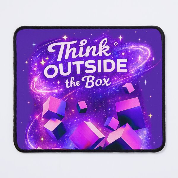 Item preview, Think Outside the Box Motivational Quote Neon Galaxy Aesthetic Creative Mindset Design designed and sold by sumodesign.
