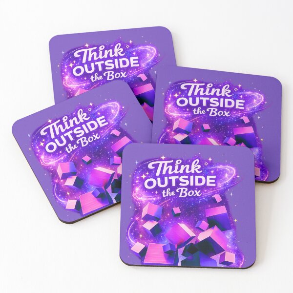 Item preview, Think Outside the Box Motivational Quote Neon Galaxy Aesthetic Creative Mindset Design designed and sold by sumodesign.