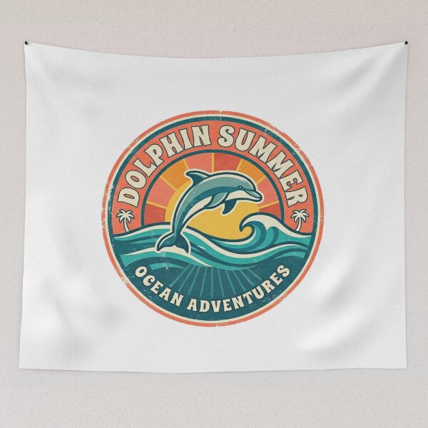 Item preview, Retro Summer Vibe Dolphin | Ocean Beach Party Circle Graphic designed and sold by Wear Sculpt.