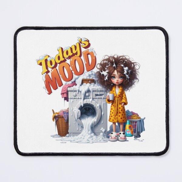 Item preview, Today's Mood: Overwhelmed Mess Laundry Day Chaos Girl with Coffee designed and sold by LazyScreations.