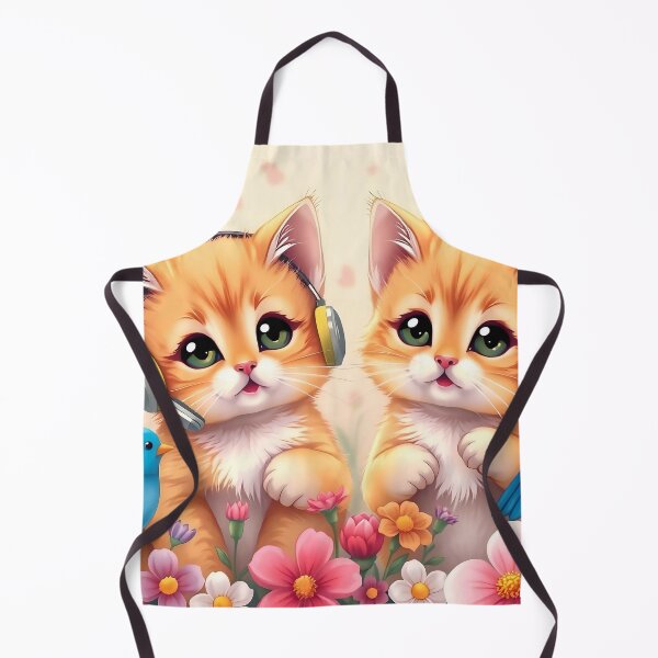 Item preview, Musical Spring Garden: Cute Kittens with Headphones and Singing Birds designed and sold by Serene Strokes Art.