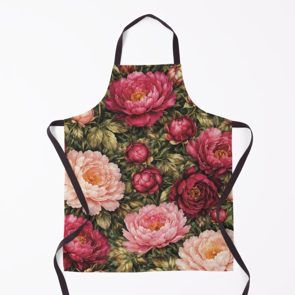 Artikelvorschau, Maximalistisches Aquarell-Pfingstrosenmuster in Rosa und Burgunderrot entworfen und verkauft von Velvet Botanica Atelier.