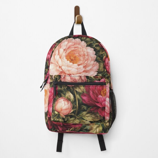 Artikelvorschau, Maximalistisches Aquarell-Pfingstrosenmuster in Rosa und Burgunderrot entworfen und verkauft von Velvet Botanica Atelier.