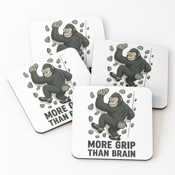 Item preview, More Grip Than Brain – Gorilla Bouldering designed and sold by Pineapple-Tree.
