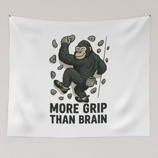 Item preview, More Grip Than Brain – Gorilla Bouldering designed and sold by Pineapple-Tree.