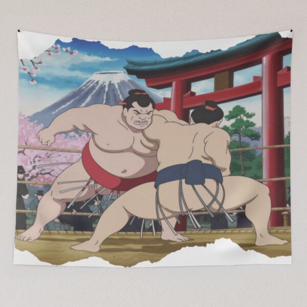 Item preview, Torii Gate Sumo Clash – Traditional Japanese Strength Print designed and sold by ArtFreshStudio.