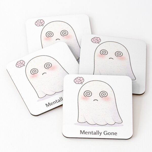 Item preview, Mentally Gone Ghost | Cute Kawaii Aesthetic | Relatable Mood Design designed and sold by The Mood Index.