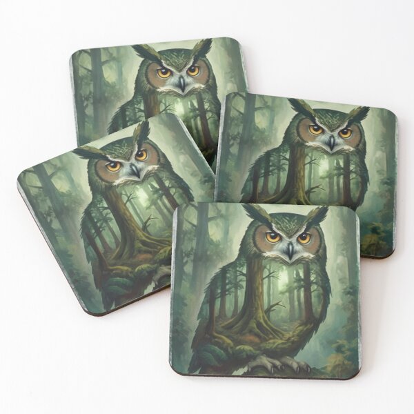 Item preview, Owl in a mystical forest, double exposure designed and sold by KriegerTJ.