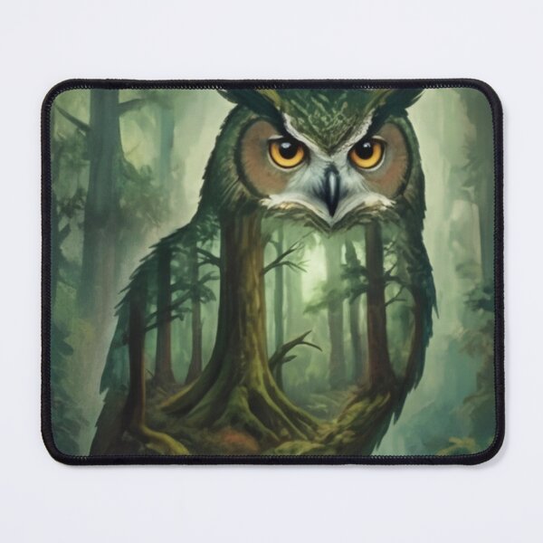 Item preview, Owl in a mystical forest, double exposure designed and sold by KriegerTJ.