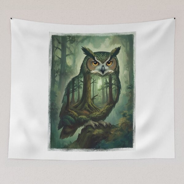 Item preview, Owl in a mystical forest, double exposure designed and sold by KriegerTJ.