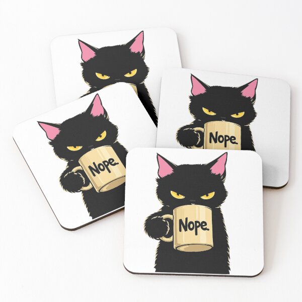 Item preview, Nope Cat Coffee Mug – Funny Black Cat Attitude Meme Minimalist Design designed and sold by CalmRebellion.