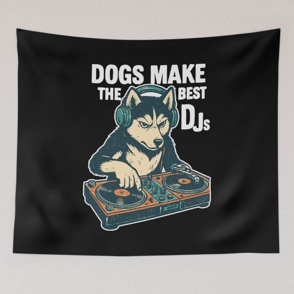 Item preview, Husky DJ Retro Design: Dogs Make the Best DJs designed and sold by Pineapple-Tree.