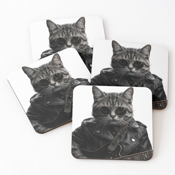 Item preview, Cool Rockstar Cat Playing Electric Guitar - Gritty Aesthetic Animal Art designed and sold by Timastorart.