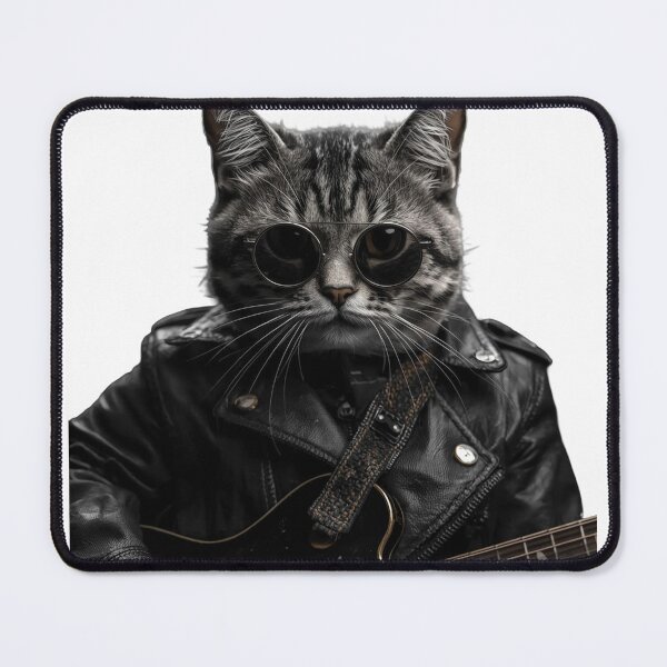 Item preview, Cool Rockstar Cat Playing Electric Guitar - Gritty Aesthetic Animal Art designed and sold by Timastorart.