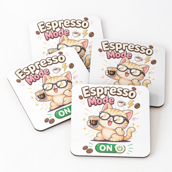 Item preview, Espresso Mode ON ☕⚡ Cute Coffee Cat Energy Boost Design designed and sold by Kawaii Cosmos Cats.