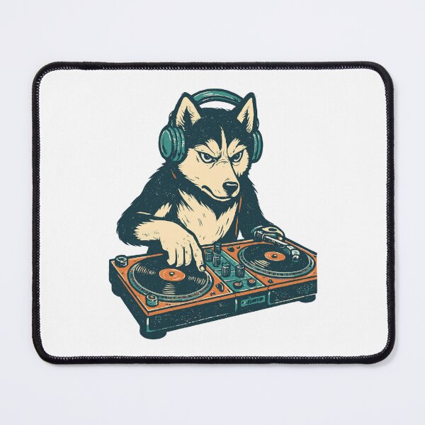 Item preview, Husky DJ Retro Design: Dog at the mixing console designed and sold by Pineapple-Tree.