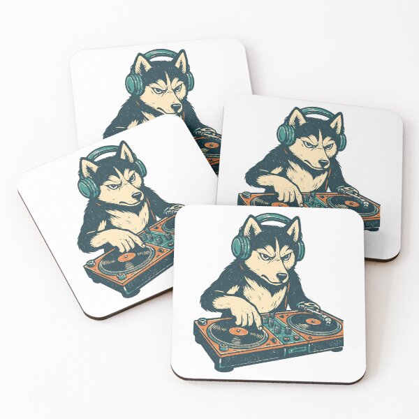 Item preview, Husky DJ Retro Design: Dog at the mixing console designed and sold by Pineapple-Tree.