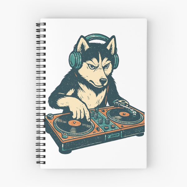 Item preview, Husky DJ Retro Design: Dog at the mixing console designed and sold by Pineapple-Tree.