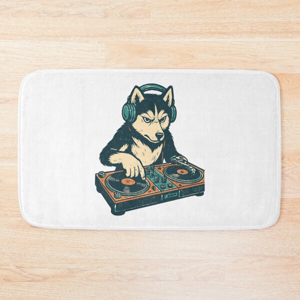 Item preview, Husky DJ Retro Design: Dog at the mixing console designed and sold by Pineapple-Tree.