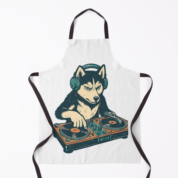Item preview, Husky DJ Retro Design: Dog at the mixing console designed and sold by Pineapple-Tree.
