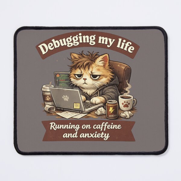 Item preview, Overworked Cat Programmer Funny Design designed and sold by Hoffmann-Shop.