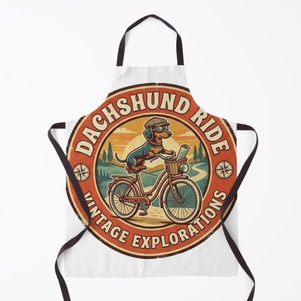 Item preview, Vintage Dachshund Bicycle Adventure - Funny Doxie Dog Riding Retro Bike designed and sold by Wear Sculpt.