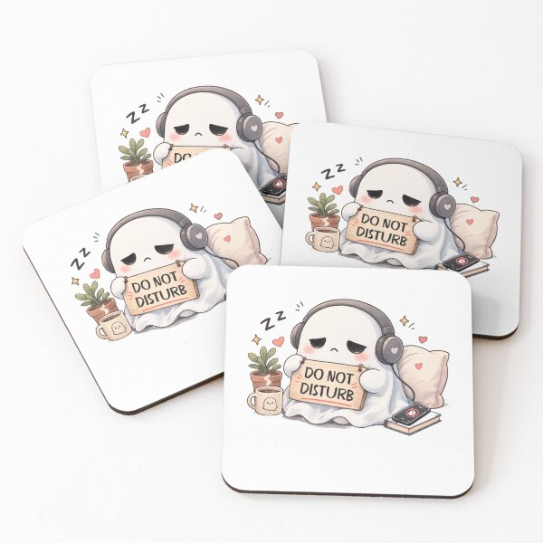 Item preview, Tired Ghost Holding Sign | Cute Kawaii Aesthetic | Introvert Low Energy Mood designed and sold by The Mood Index.