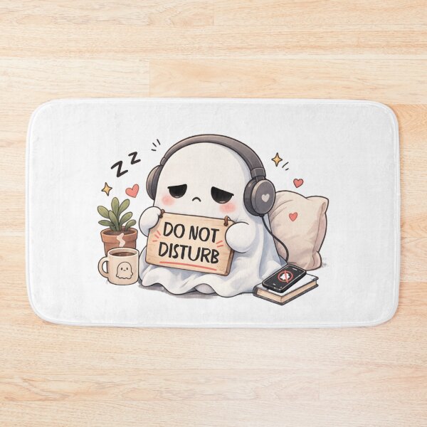 Item preview, Tired Ghost Holding Sign | Cute Kawaii Aesthetic | Introvert Low Energy Mood designed and sold by The Mood Index.